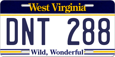WV license plate DNT288