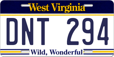 WV license plate DNT294