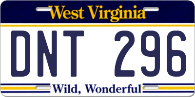 WV license plate DNT296
