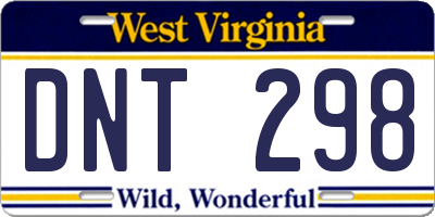 WV license plate DNT298