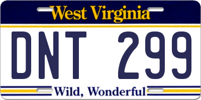 WV license plate DNT299