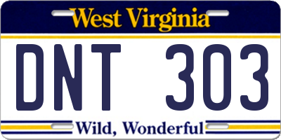 WV license plate DNT303