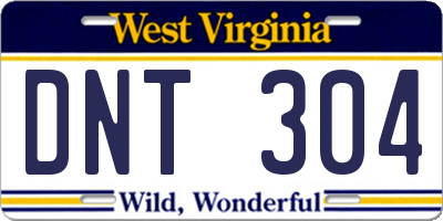 WV license plate DNT304