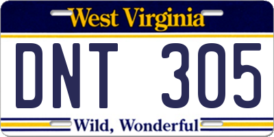 WV license plate DNT305