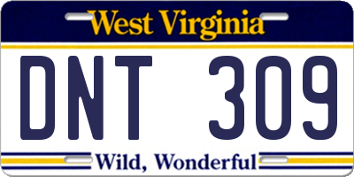 WV license plate DNT309