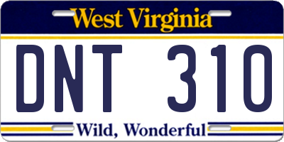 WV license plate DNT310