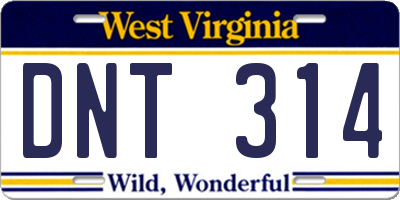 WV license plate DNT314