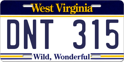 WV license plate DNT315