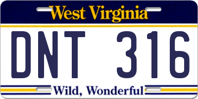 WV license plate DNT316