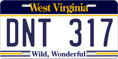 WV license plate DNT317