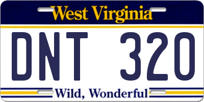 WV license plate DNT320