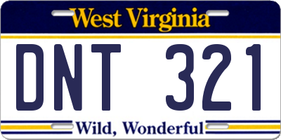 WV license plate DNT321