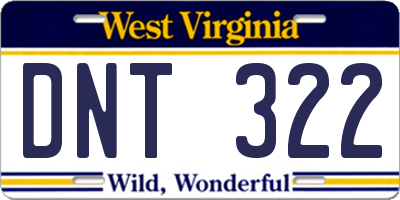WV license plate DNT322