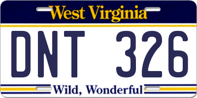 WV license plate DNT326