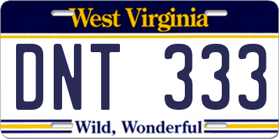 WV license plate DNT333