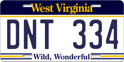 WV license plate DNT334