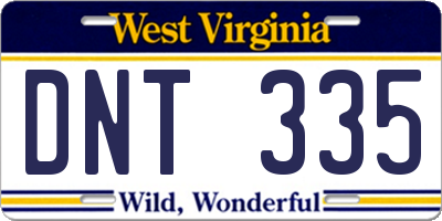 WV license plate DNT335