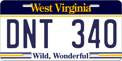 WV license plate DNT340