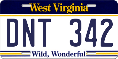 WV license plate DNT342
