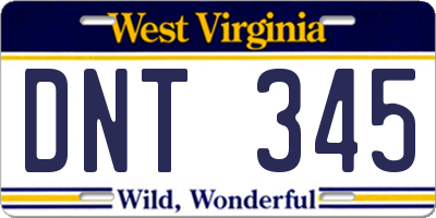 WV license plate DNT345