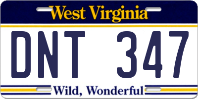 WV license plate DNT347