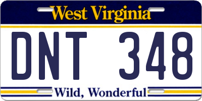 WV license plate DNT348