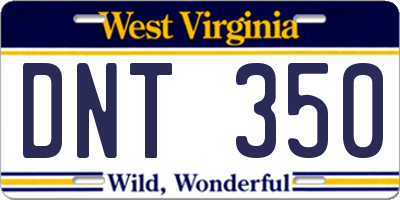 WV license plate DNT350