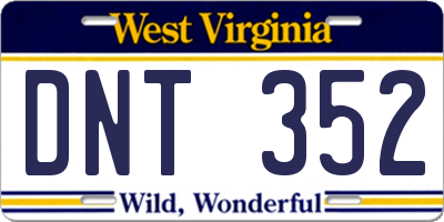 WV license plate DNT352