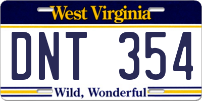 WV license plate DNT354