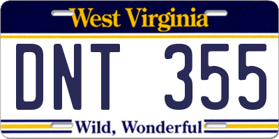 WV license plate DNT355