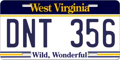 WV license plate DNT356