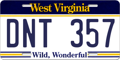 WV license plate DNT357
