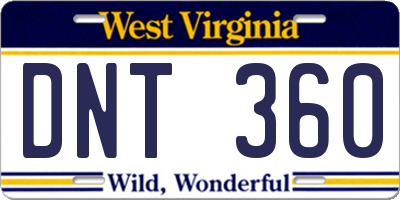 WV license plate DNT360