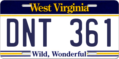 WV license plate DNT361