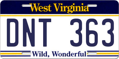 WV license plate DNT363