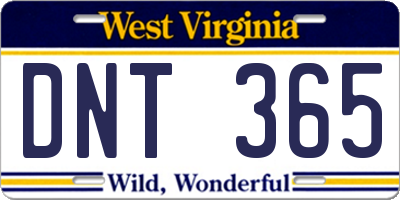 WV license plate DNT365