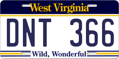 WV license plate DNT366
