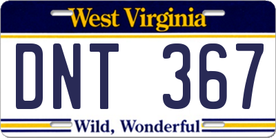 WV license plate DNT367
