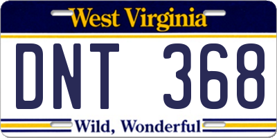 WV license plate DNT368