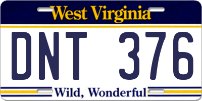 WV license plate DNT376