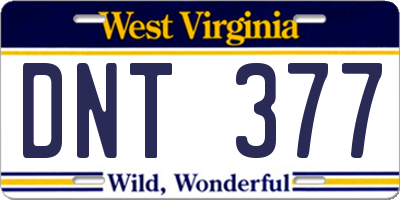 WV license plate DNT377