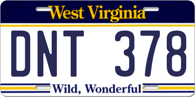 WV license plate DNT378