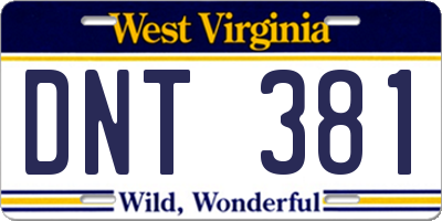 WV license plate DNT381