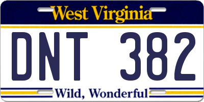 WV license plate DNT382