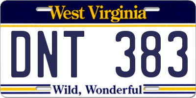 WV license plate DNT383