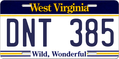 WV license plate DNT385
