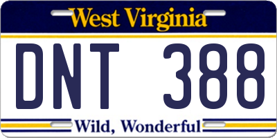 WV license plate DNT388
