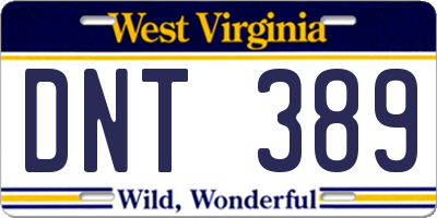 WV license plate DNT389