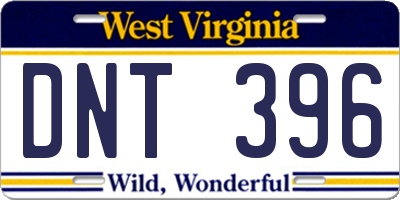 WV license plate DNT396