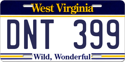 WV license plate DNT399